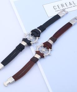 Bratara din piele unisex Navy