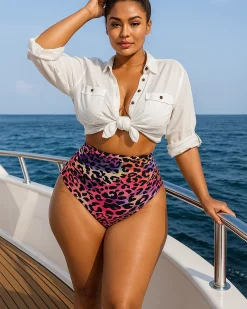 Slip de baie cu talie inalta Mihaela -CVB1