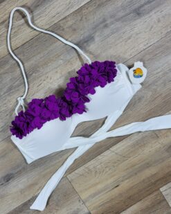 Sutien dama pentru plaja cu balene metalice Mojito Purple