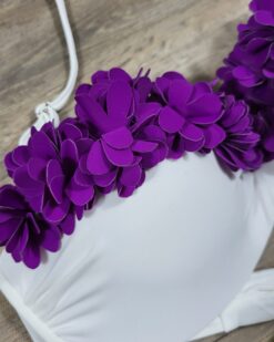 Sutien dama pentru plaja cu balene metalice Mojito Purple