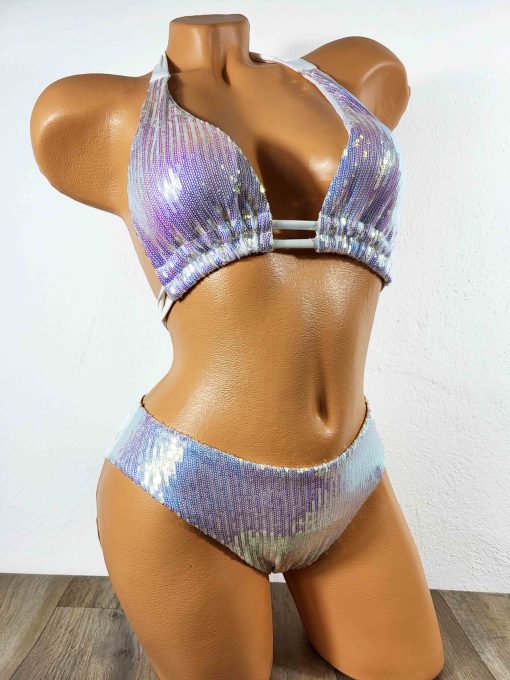 Costume de baie doua piese cu paiete Obsession Alb- KS05A
