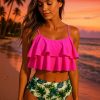 Costum de baie doua piese cu talie inalta Lady Fucsia- KS10S