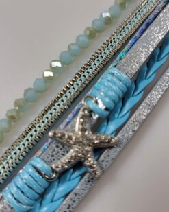 Bratara de mana dama piele Sea Star Blue