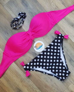 Costum de baie cu push-up si slip clasic Loca Roz Fucsia