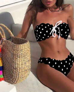 Costum de baie 2020 cu buline Sandy Negru