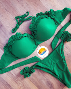 Costum de baie cu slip brazilian si push-up Delilah Verde