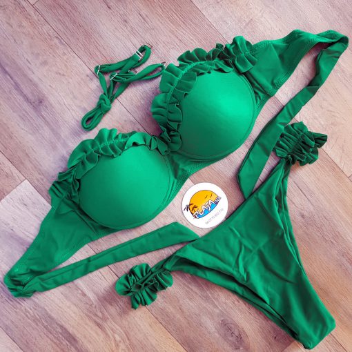Costum de baie cu slip brazilian si push-up Delilah Verde
