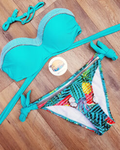 Costum de baie doua piese cu imprimeu exotic si push-up Bodrum