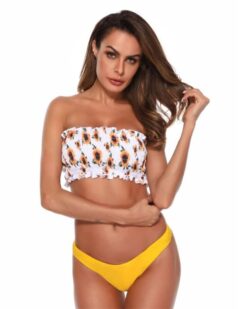 Costume de baie SunFlower cu slip tanga Alb Galben