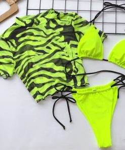 Costume de baie cu slip brazilian 3 piese Tijuana Verde