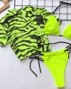 Costume de baie cu slip brazilian 3 piese Tijuana Verde