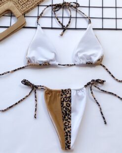 Costum de baie doua piese Caraibe LeopardAlb