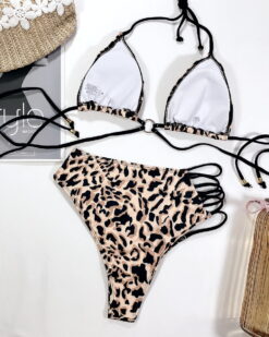 Costum de baie doua piese cu talie inalta Nicola AnimalPrint