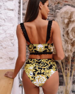 Costum de baie doua piese cu talie inalta Pina Colada Gold