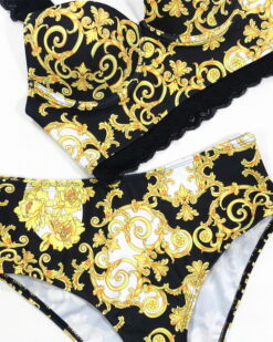 Costum de baie doua piese cu talie inalta Pina Colada Gold