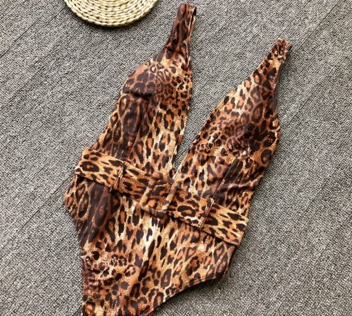 Costum de baie intreg cu decolteu J’adore Leopard