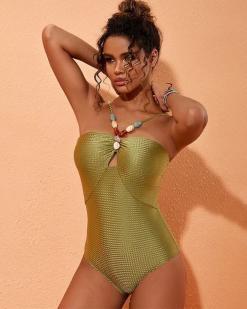 Costum de baie intreg cu esarfa Belize Verde-BZ400