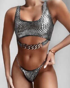 Costum de baie doua piese ReptileSkin Matrix Silver