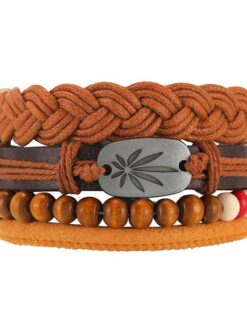 Bratara de piele dama brown Leaf