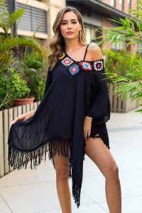 Rochita de plaja cu franjuri Lucinda Neagra