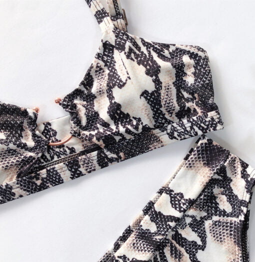 Costum de baie cu slip brazilian Los Angeles Snake Print Gri