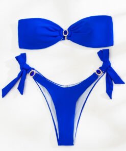 Costum de baie cu slip brazilian reglabil Alexandria Albastru