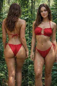 Costume de baie cu slip brazilian Palm Beach Rosu-MA02