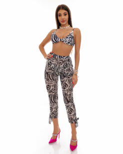 Costume de baie cu slip brazilian si pantaloni Zebra