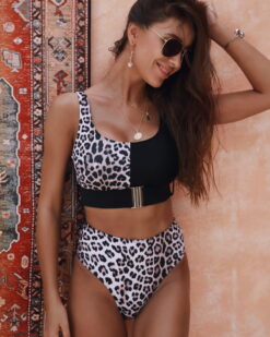 Costume de baie cu slip clasic si bustiera Yemen NegruAnimal Print