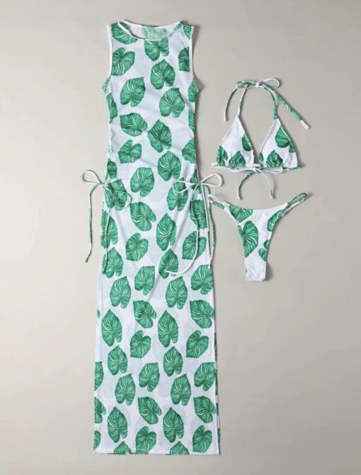 Costume de baie si rochita Sexy on the Beach Frunze Verde