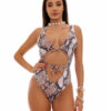 Costume de baie cu imprimeu Snake intreg Acapulco Maro