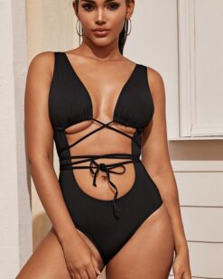 Costume de baie cu imprimeu intreg Acapulco Negru