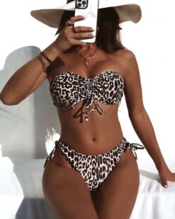 Costume de baie 2023 cu sutien banda si slip brazilian Jasmine Animal Print