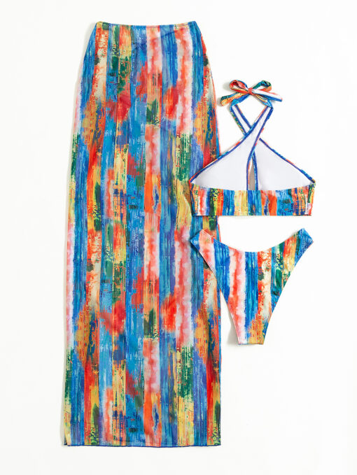 Costume de baie cu slip brazilian si fusta Bombay Multicolor