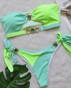 Costume de baie doua piese cu slip brazilian Londra Verde