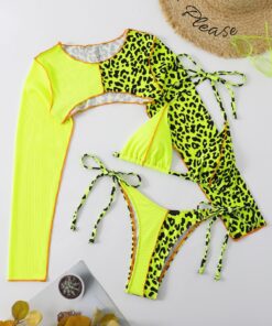 Costume de baie online, noi , 3 piese cu slip brazilian Verde Neon Bombshell