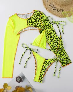 Costume de baie online, noi , 3 piese cu slip brazilian Verde Neon Bombshell