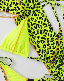 Costume de baie online, noi , 3 piese cu slip brazilian Verde Neon Bombshell