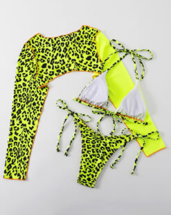 Costume de baie online, noi , 3 piese cu slip brazilian Verde Neon Bombshell