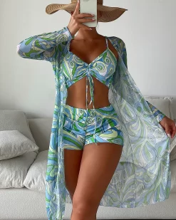 Costume de baie si tunica Americano Aqua