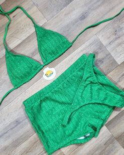 Costume de baie cu pantaloni scurti si slip tanga Prosecco Verde