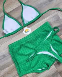 Costume de baie cu pantaloni scurti si slip tanga Prosecco Verde