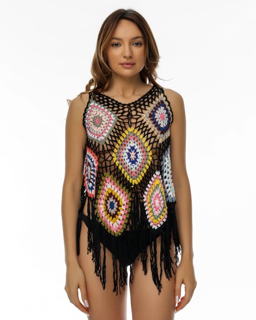 Top de plaja crosetat Phantom Negru