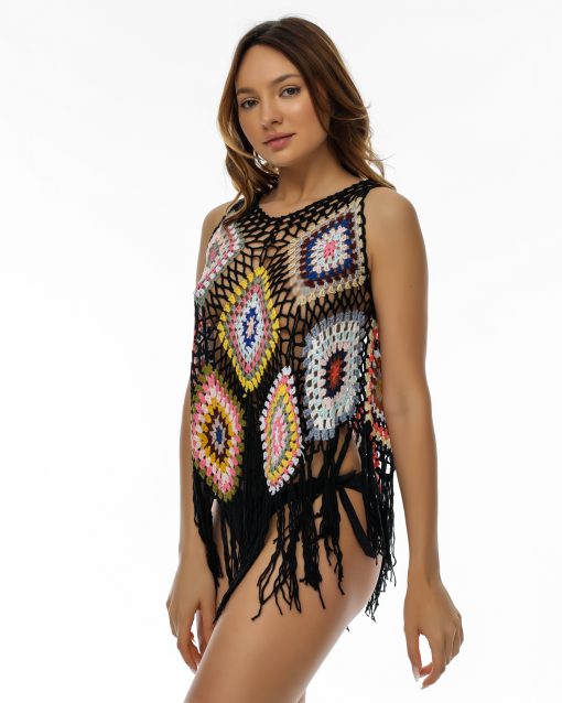 Top de plaja crosetat Phantom Negru
