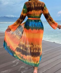 Cardigan de plaja multicolor Arabian-1702