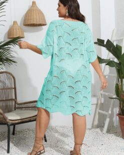 Rochita crosetata de plaja oversize Marimar Albastra-839A