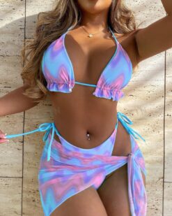 Costume de baie 3 piese cu slip brazilian Botswana Mov