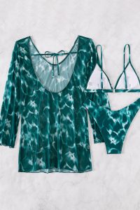 Costume de baie dama cu slip brazilian si rochita Fortuna Verde