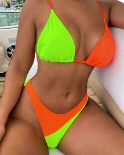 Costume de baie doua piese cu slip tanga Parga Neon