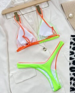 Costume de baie doua piese cu slip tanga Parga Neon